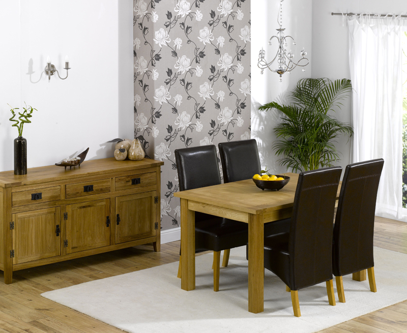 Camberley Extending Dining Table Plus 4 Leather Chairs - Click Image to Close